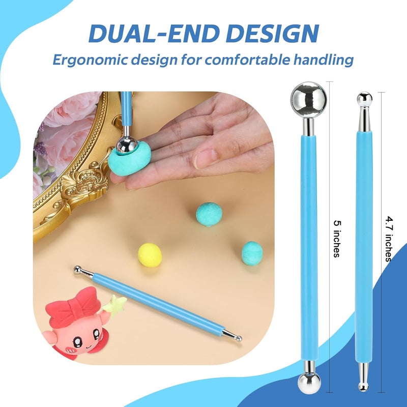 BEEDEFUL Polymer Clay Tools, Modeling Dotting Tools, Silicone Clay Sculpting Tool, Air Dry Clay Kit for Painting Embossing Scoring Modeling, Nail Art - Image 2